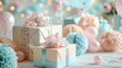 © LittleDreamStocks - Adorable baby shower, pastel decorations, cute gifts, joyful family and friends, celebratory mood