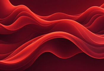 Wall Mural - Bright red liquid paper waves abstract banner design. Elegant wavy vector background
