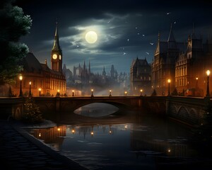 Wall Mural - Panoramic view of the old town of Strasbourg at night