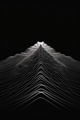 Wall Mural - Mind bending flat line illusion illustration of moutain abstract nature black.