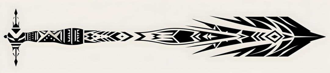 Wall Mural - Tribal Minimalist Black and White Arrow with Retro Design
