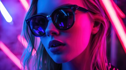 Sticker - The woman with neon sunglasses