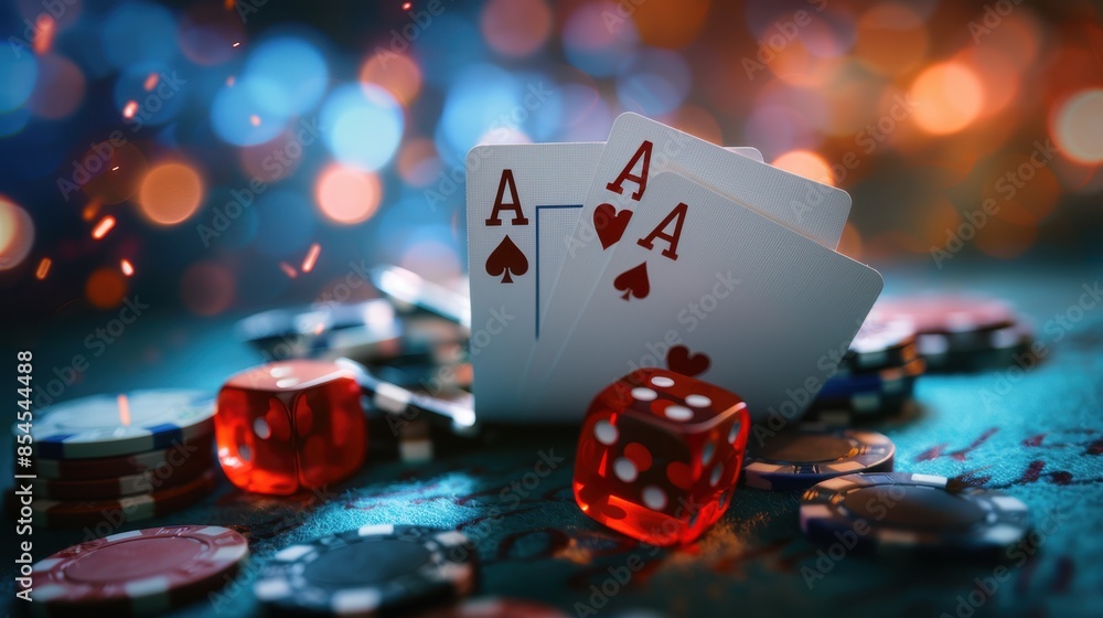 The Poker Table Aces Game Stock Photo | Adobe Stock