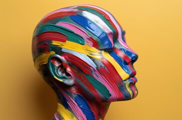 Canvas Print - Colorful abstract painted face