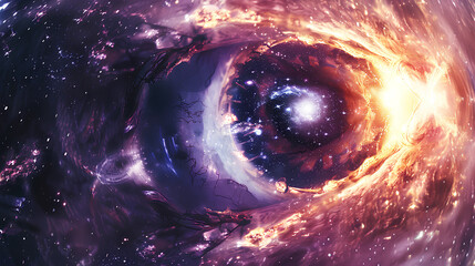 Wall Mural - cosmic eye in galaxies swirls, spiritual stardust cosmic energy universe fantasy vision effect on wh