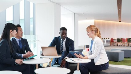 Poster - Group of multinational business people meeting in lobby