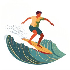 Wall Mural - Aesthetic boho sport man surfing sports recreation outdoors.
