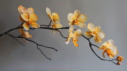 Canvas Print - Yellow orchid flower branch
