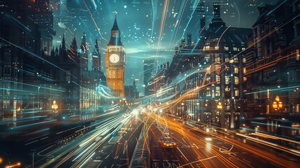 Wall Mural - futuristic image of advanced data processing, ai, and technology in government and public sectors