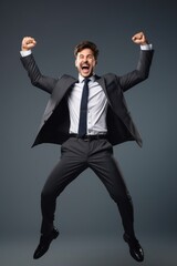 Poster - Businessman celebrationg victory shouting tuxedo adult.