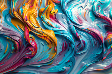 Wall Mural - Abstract colorful background with paint waves and colors, AI generative text 