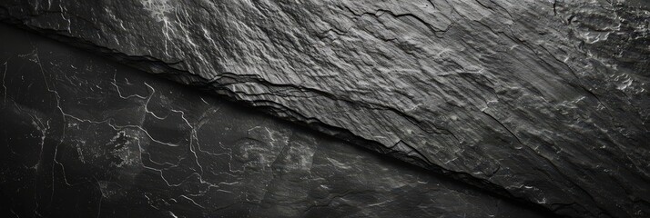 Poster - Black Slate Texture with Veins