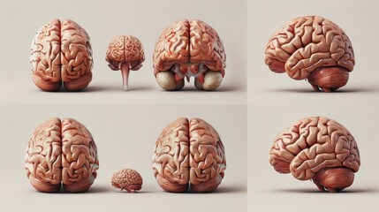 Wall Mural - A realistic set of human brain