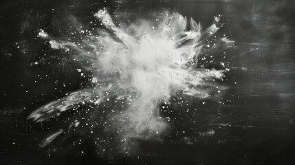 Wall Mural - Minimalistic Chalk Powder Art on Blackboard Background  