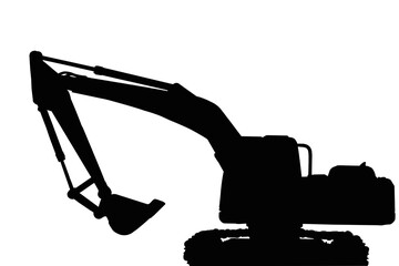 Canvas Print - Excavator loader silhouette with  isolated on white background