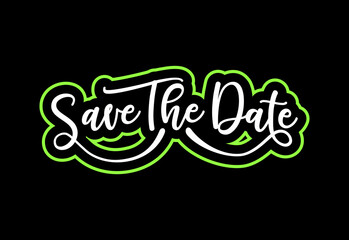 Save The Date hand lettering vector handwritten calligraphy composition