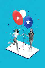 Poster - Composite collage image of girls party celebrate national independence america day fourth july concept weird freak bizarre unusual fantasy