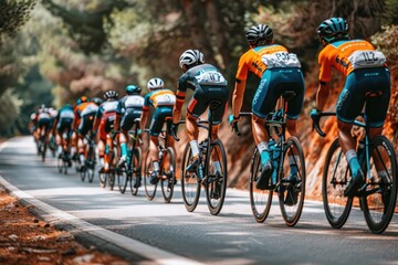 Wall Mural - road cyclist riding in competition professional photography