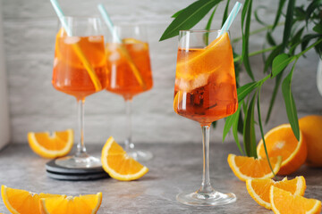 Poster - Glasses with aperol spritz cocktail	