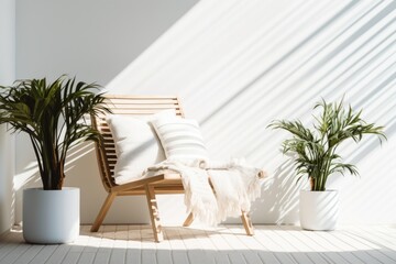 Canvas Print - Scandinavian Interior Design Style of Balcony furniture cushion pillow.