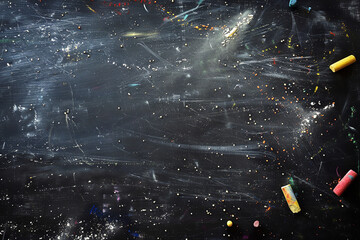 Wall Mural - fine chalk powder scattered on blackboard in educational setup