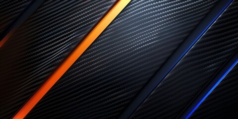 a carbon fiber background with one cyan and one orange line, 2:1, banner website, ads banner, landing page, industrial carbon wallpaper