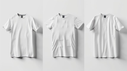 Row white t-shirts for mockup on a white background