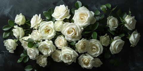 Sticker - Elegant White Roses on a Dark Background