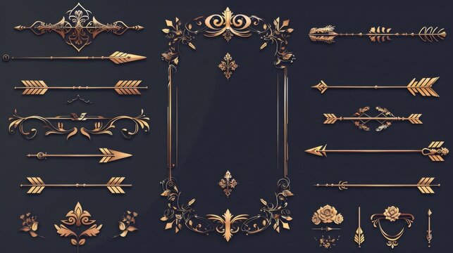 For the design of game user interfaces, golden decorated metal frames are used.