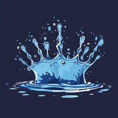 Wall Mural - A blue background with splashes, waves, and drops of water modern icon