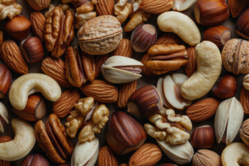 Close-up of mixed nuts forming a seamless background