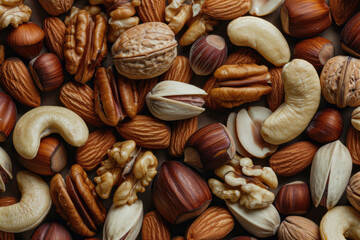 Wall Mural - Close-up of mixed nuts forming a seamless background