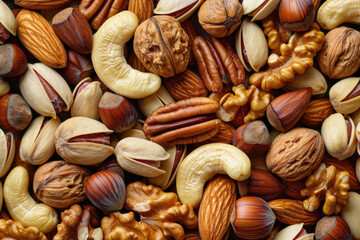 Wall Mural - Close-up of mixed nuts forming a seamless background