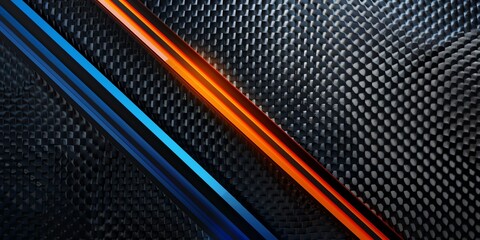 a carbon fiber background with one cyan and one orange line, 2:1, banner website, ads banner, landing page, industrial carbon wallpaper