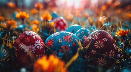 Wall Mural - colorful easter eggs