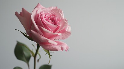 Wall Mural - Pink rose on white backdrop