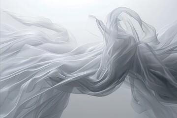 Wall Mural - White Tulle Silk Wave Illustration