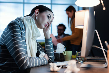 Poster - Young office worker feeling unwell