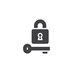 Wall Mural - Padlock with a key vector icon