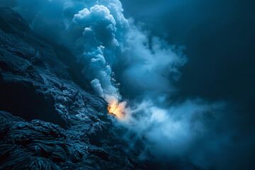 Wall Mural - mystical underwater volcanic activity in the deep ocean