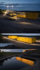 Wall Mural - Radioactive waste storage facilities with containers embedded in concrete structures