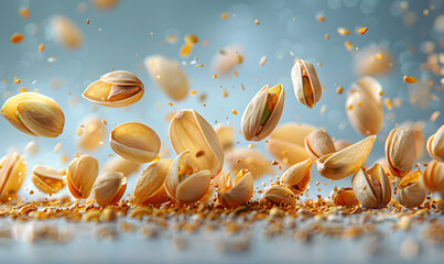 Wall Mural - pistachios floating in the air