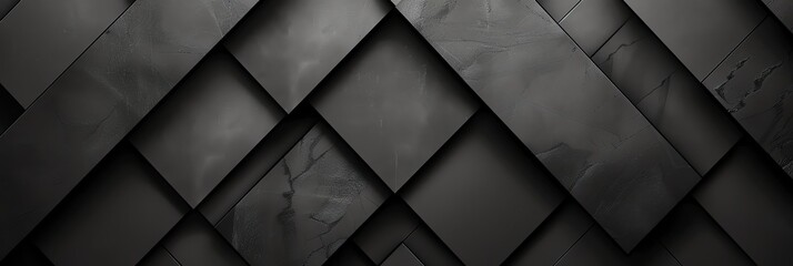Poster - black abstract, iPhone wallpaper, monochrome design, neat symmetrical pattern, parallelogram tiles, right lower third lighting, banner, 3:1