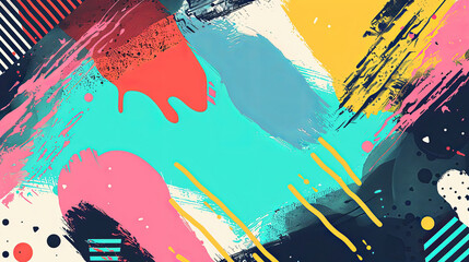 Wall Mural - vibrant abstract art background with a splash of neon colors in incoherents style