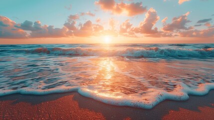 Sunset Waves on the Beach