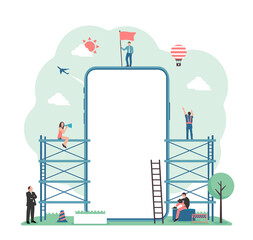 Illustration with smartphone motif (design space on smartphone screen) / PNG 