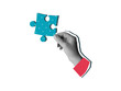 © tiena - A hand holds a piece of a puzzle. Illustration on transparent background in a modern collage style