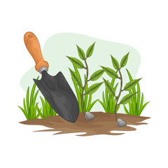 Illustration of garden shovel 