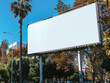 © Sawoon - Blank white mockup large billboard sign palm trees advertising board template street marketing tropical building sky signage urban beach city empty design promo tropical town summer media ad