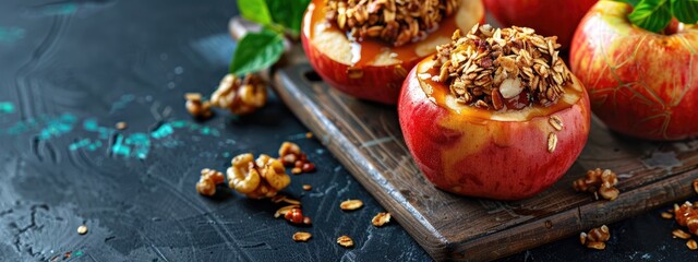 baked apples close-up. Selective focus